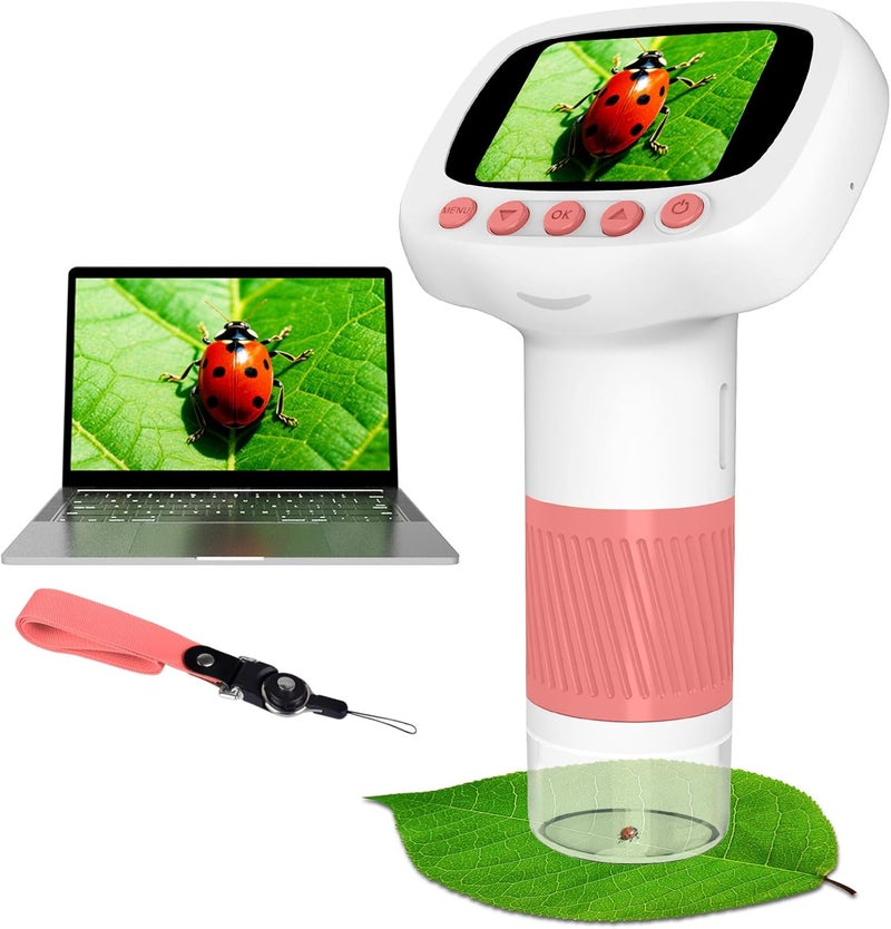Cobest Pocket Kids Microscope for Over 3 Years Old, 1000X Handheld Microscope for Kids w/2''IPS Digital, Photo Video Mini Portable Microscopes, Science Edu Digiscope, for Kid - Image 1